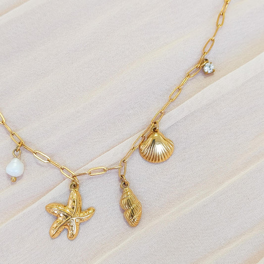 Rebajas -20%-Collar charm banda en la playa (estrella de mar)