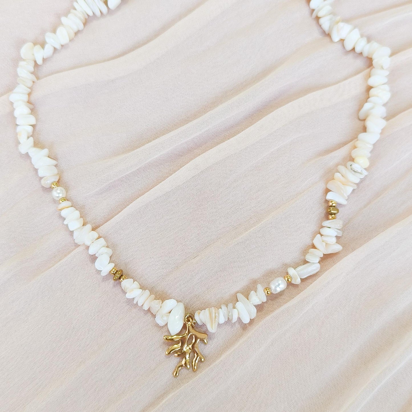 Collar princesa del mar piedra original (coral)