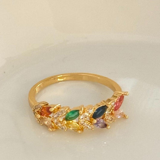 Anillo de Hoja de Colores Talla Única - Joyería Colorida para Todos los Estilos