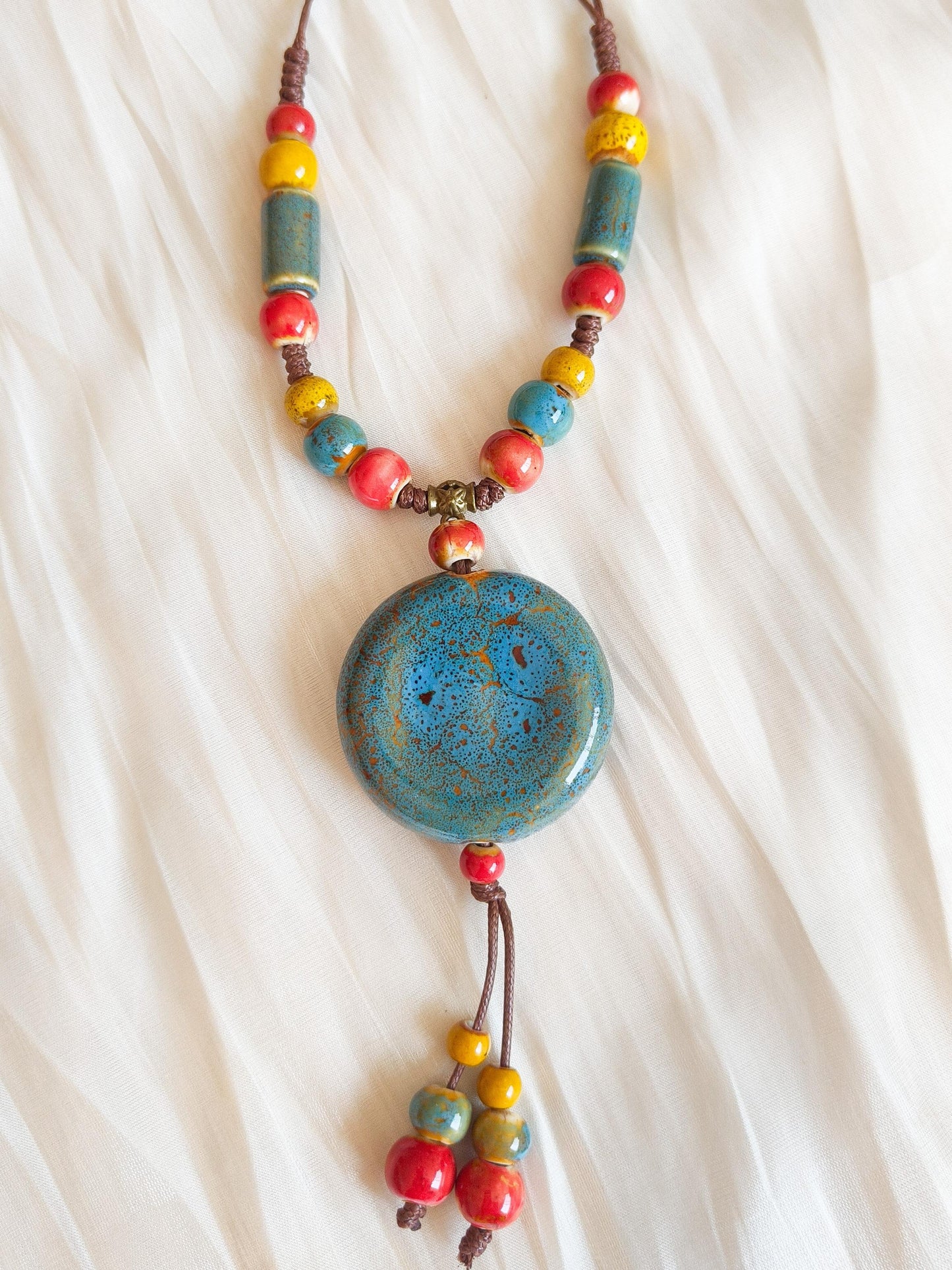 Collar tibetano cerámica multicolor