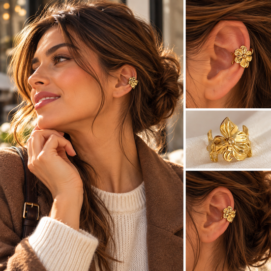 Cuff Dorado Fleur de Lumière (flor)Acero
