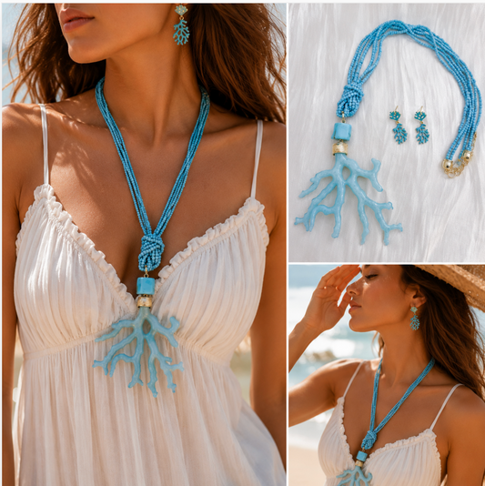 Look Santorini Coral (collar&pendiente)