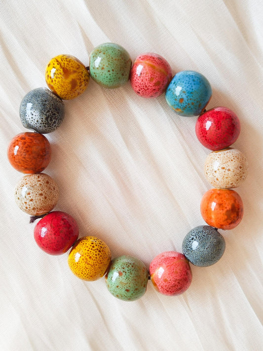 Pulsera de cuentas de cerámica multicolor