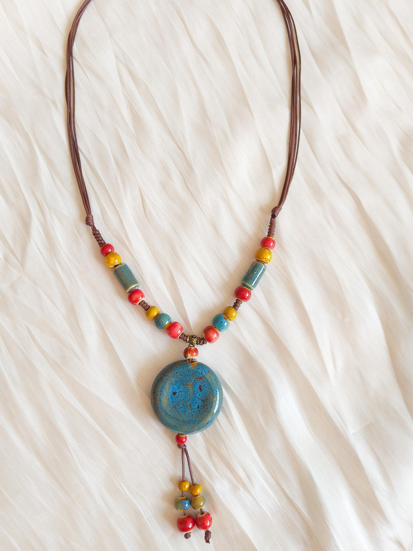 Collar tibetano cerámica multicolor