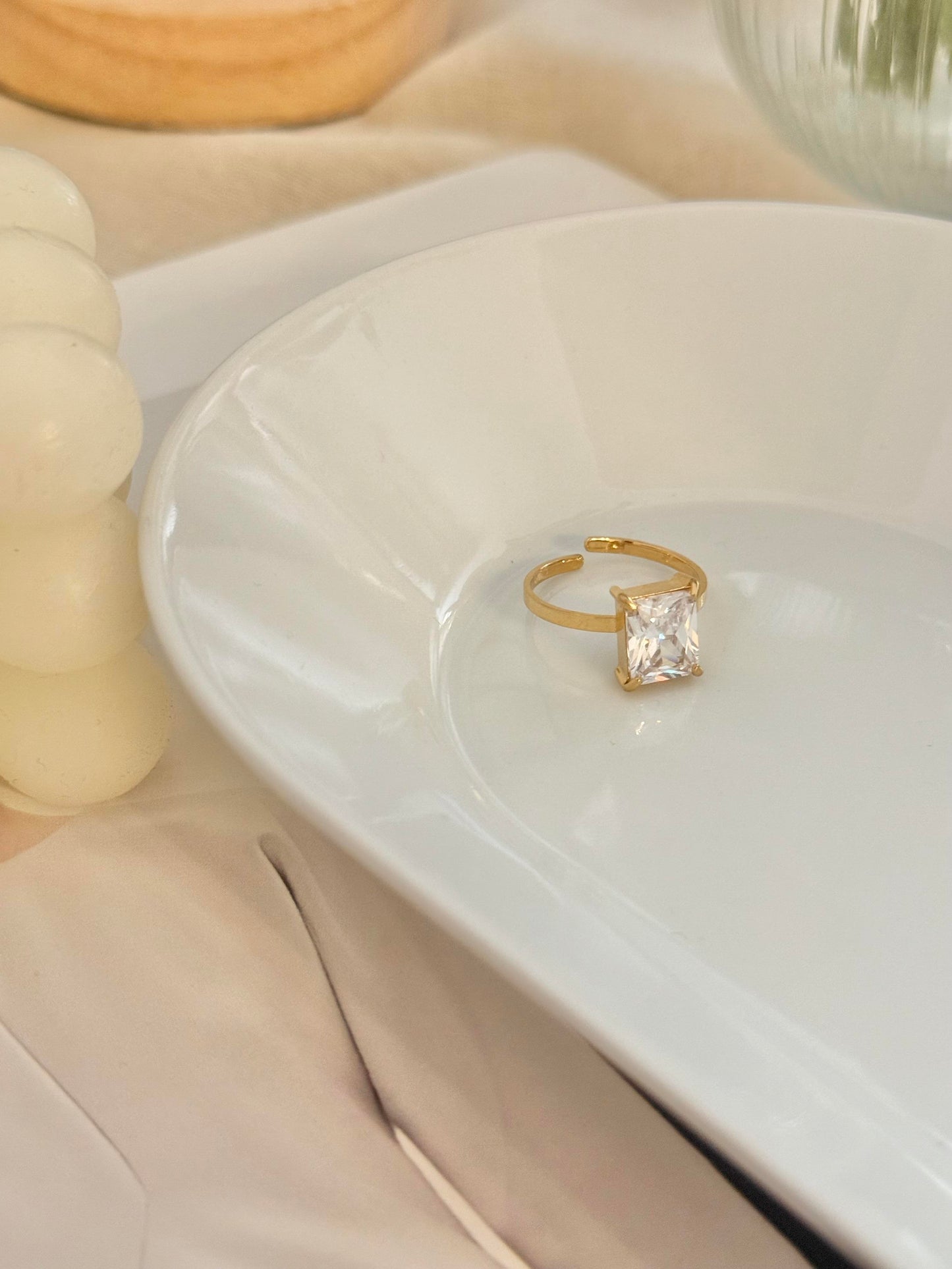Anillo Brillo Cuadrado Ajustable