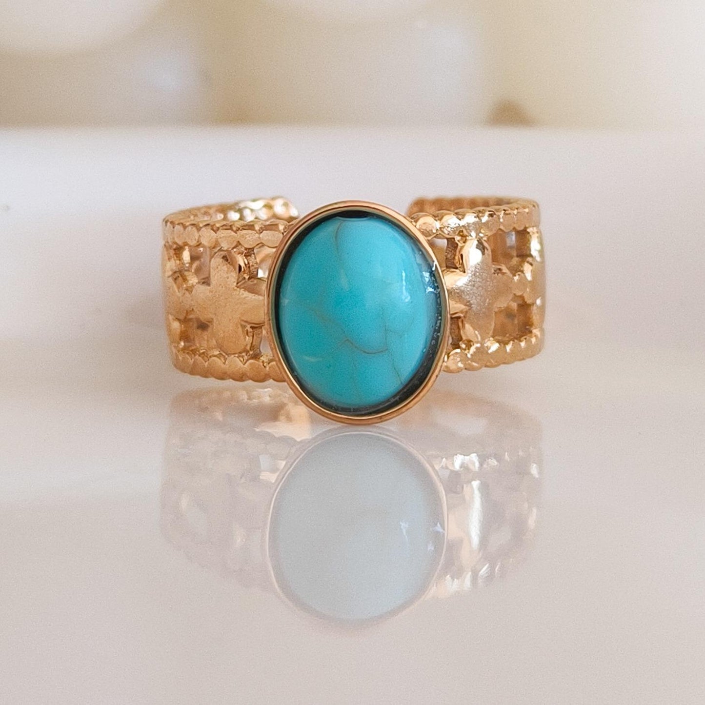 Anillo piedra original ajustable- serie río nilo