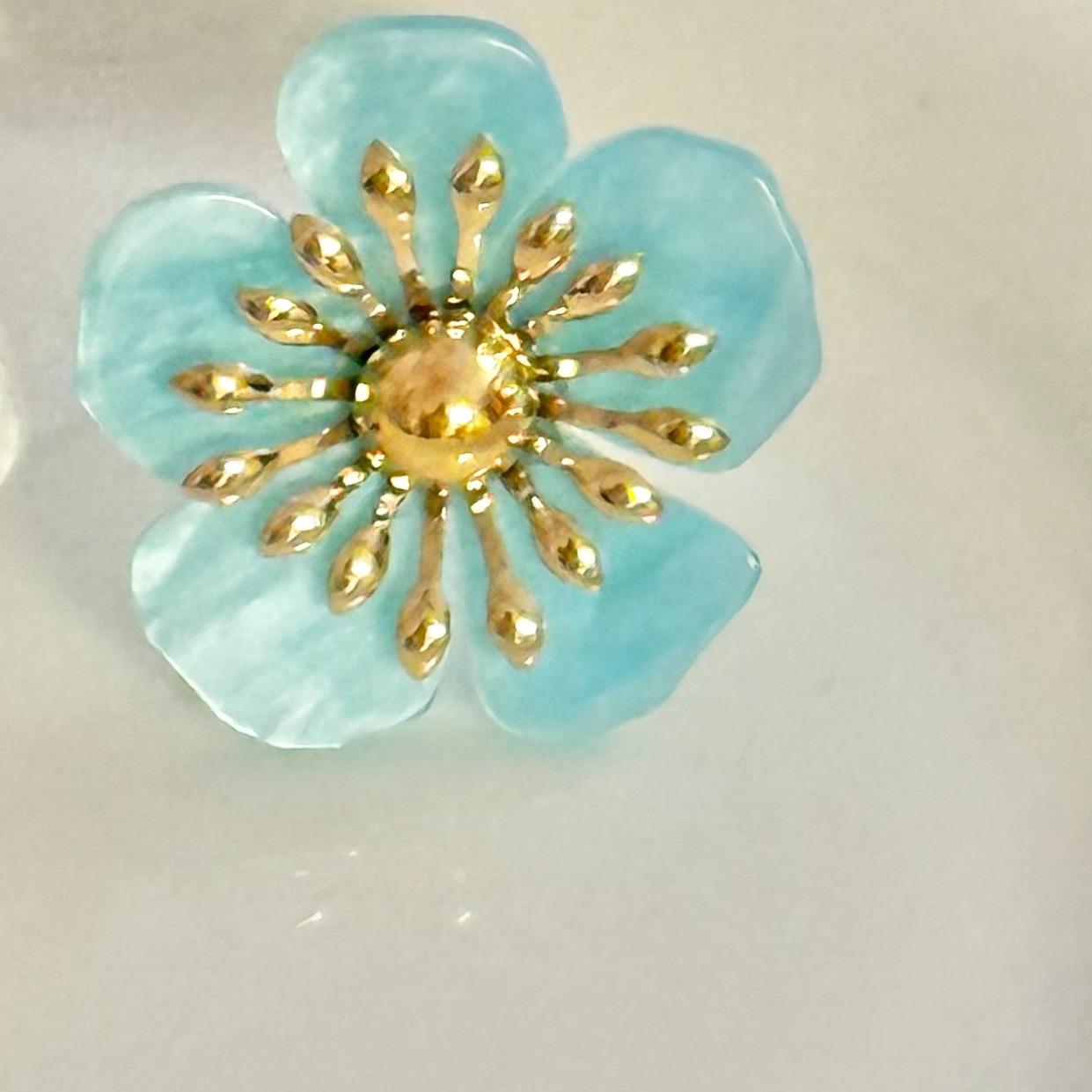 Anillo flor floreciendo adjustable