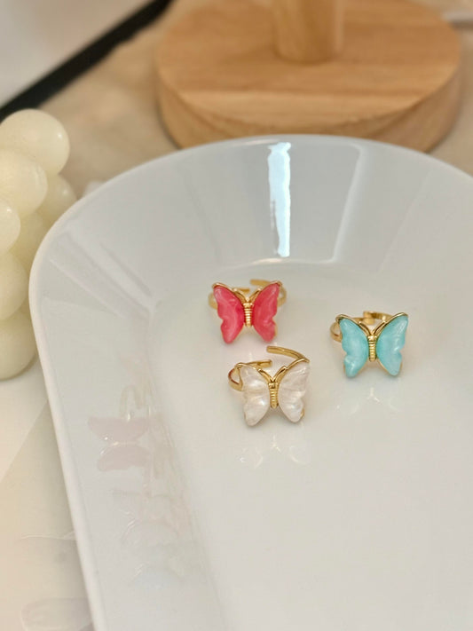 Rebajas -20%-Anillo Mariposa de colores