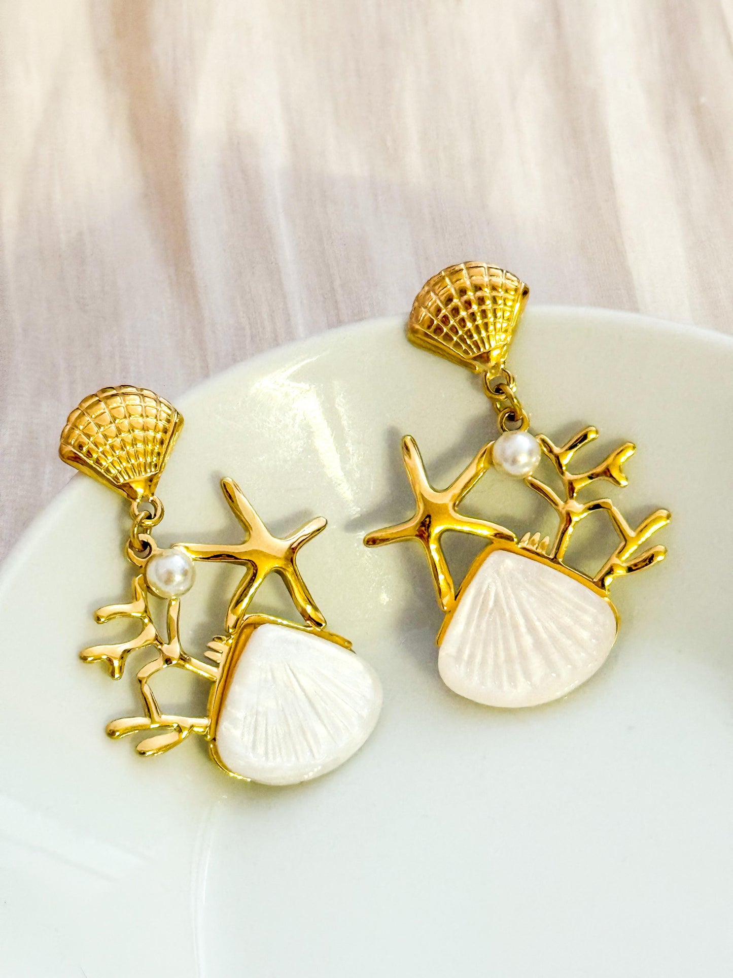 Pendientes conchas de colores