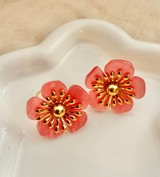 Anillo flor floreciendo adjustable