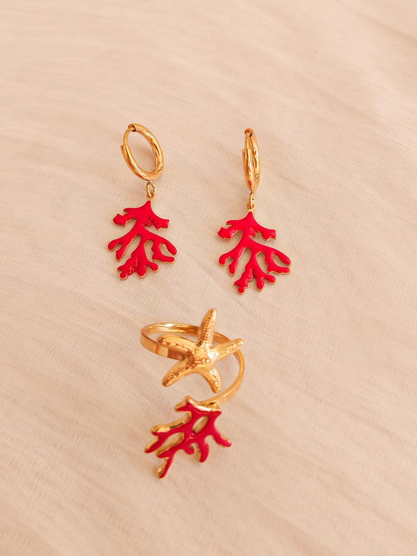 Pendiente coral rojo
