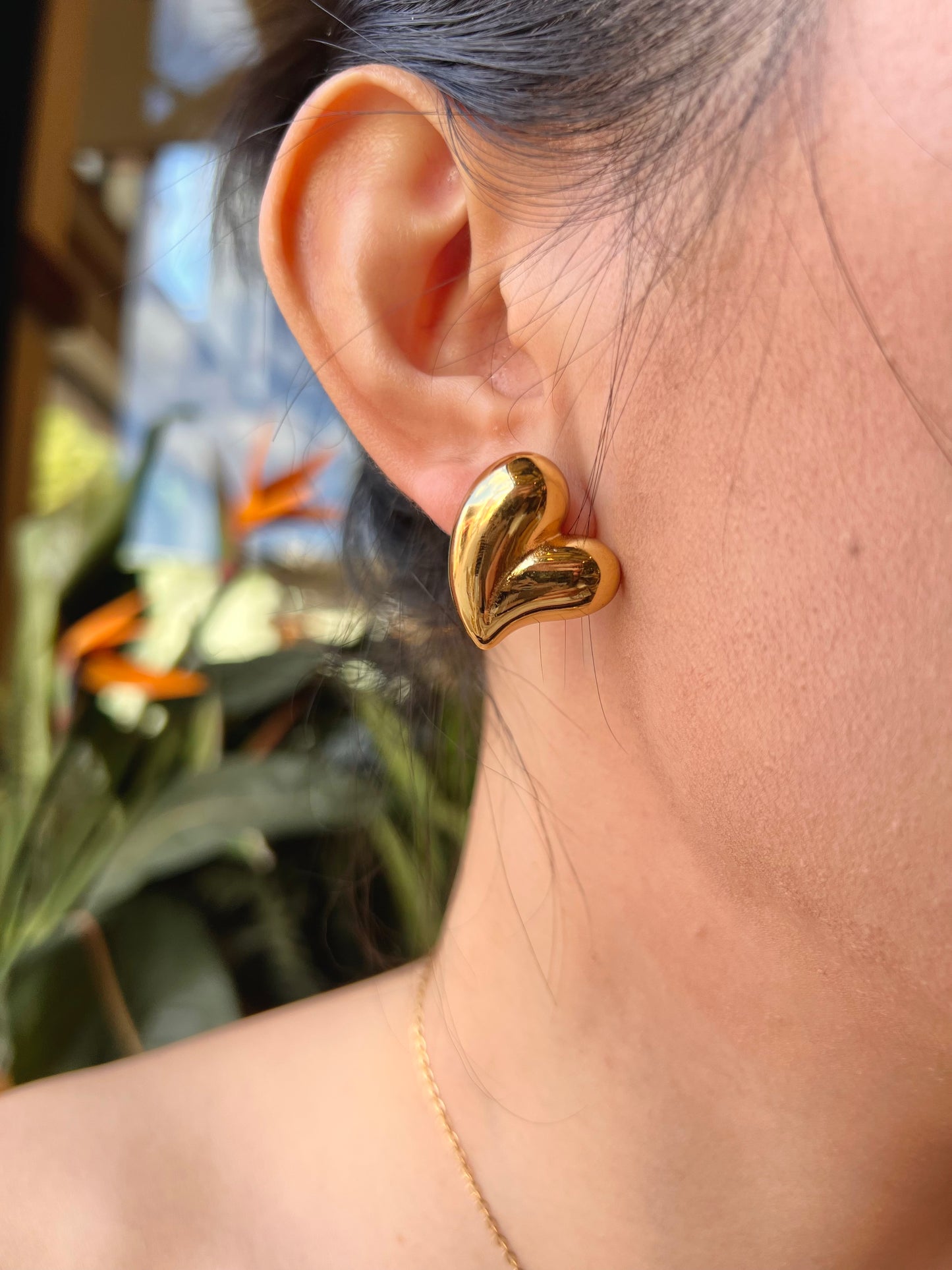 Pendientes de corazón de oro