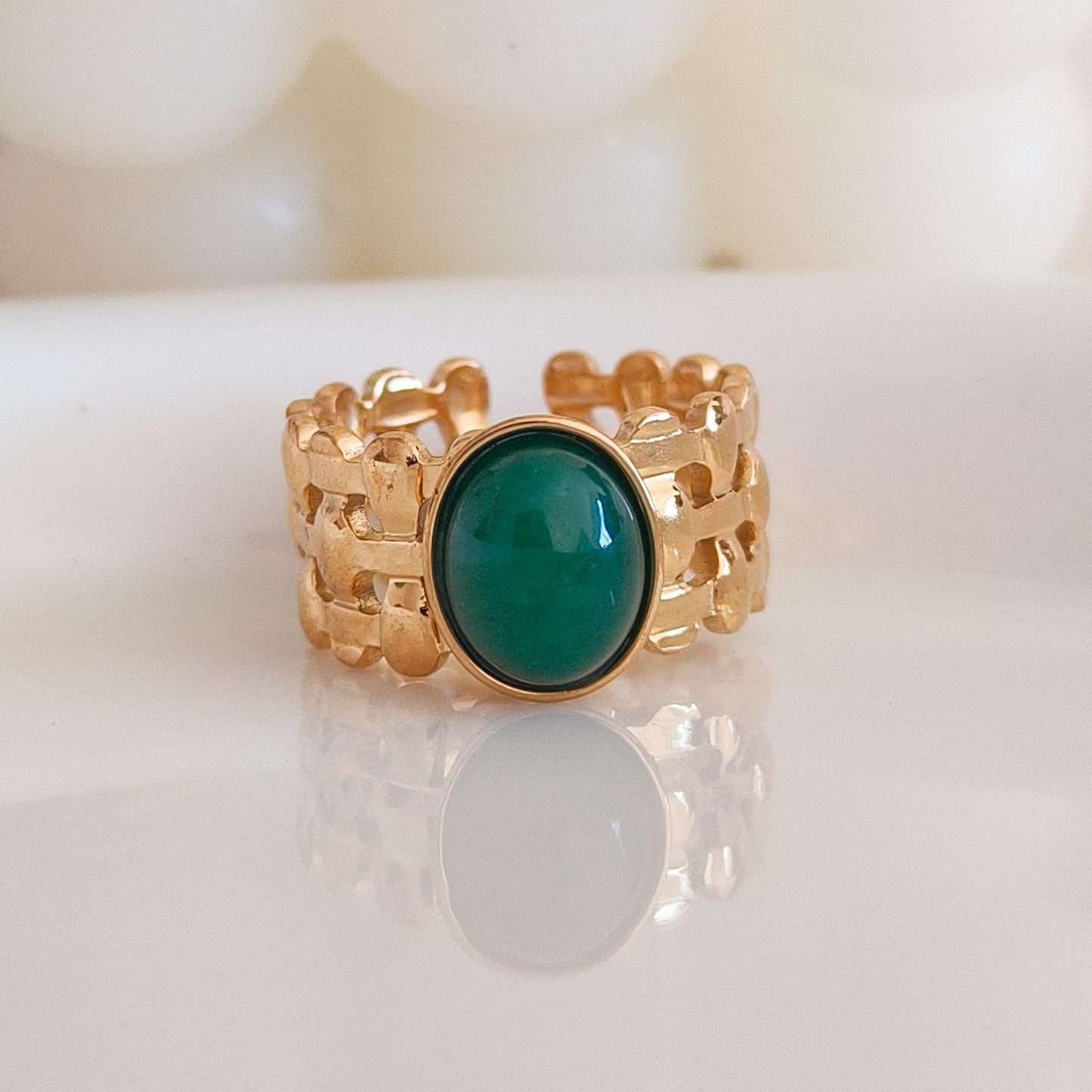 Anillo piedra original ajustable- serie río nilo