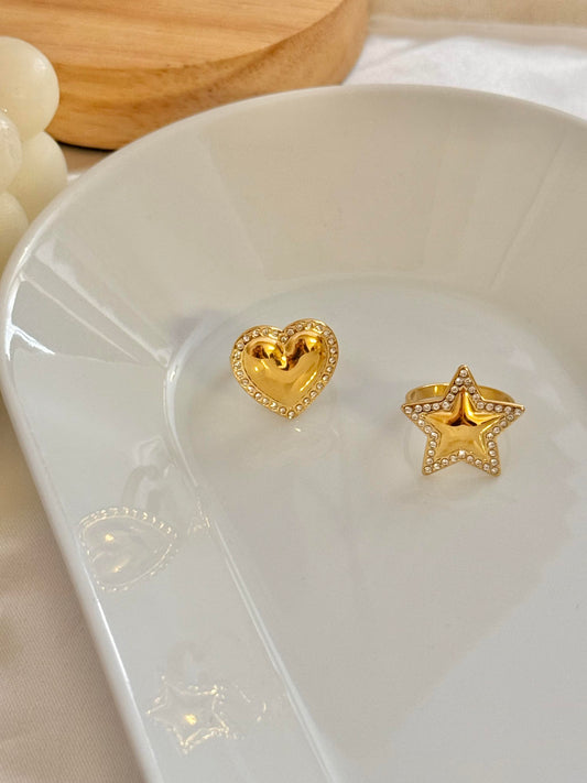 Anillo Hollywood (corazón y estrella ) Ajustable