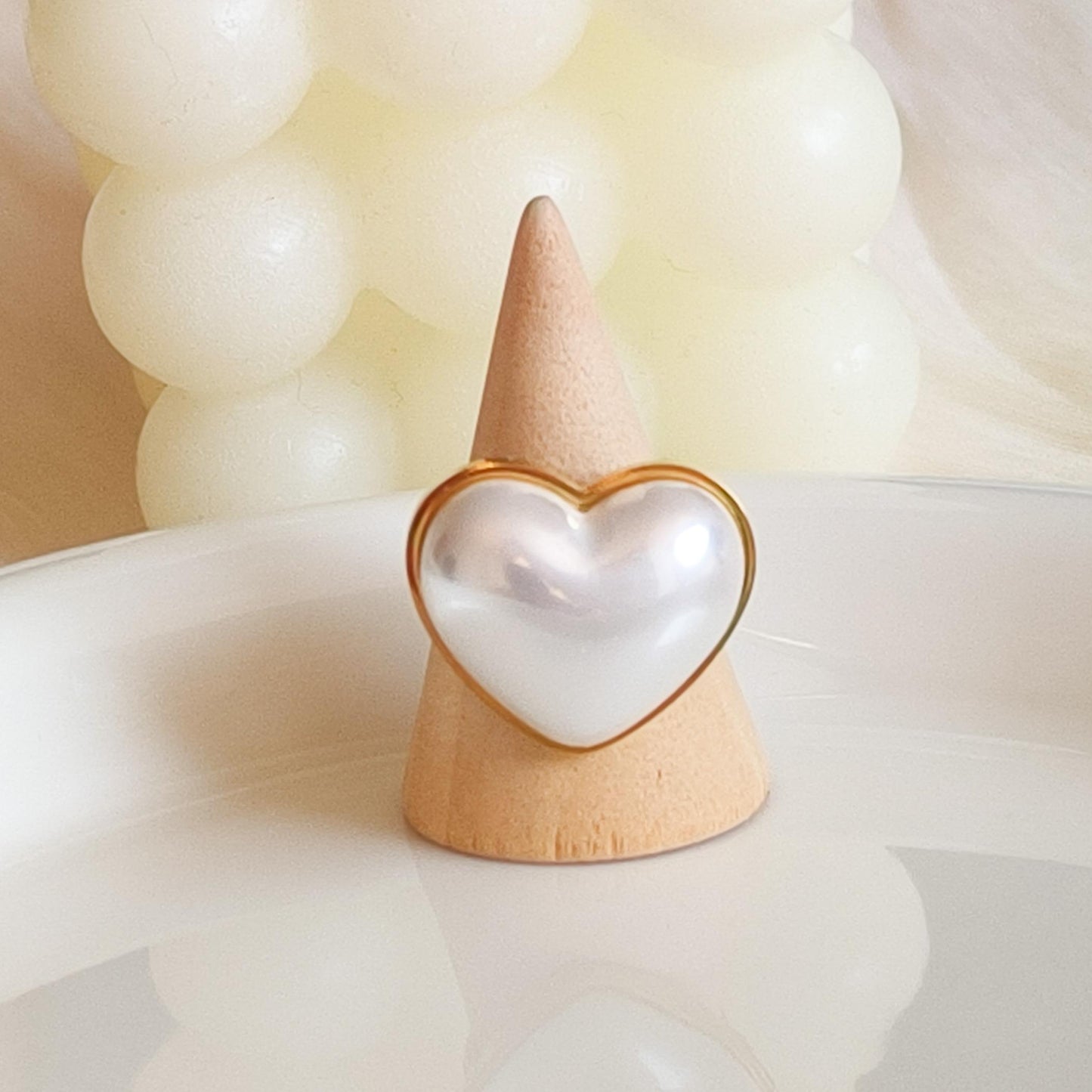 Anillo corazón blanca gordita ajustable