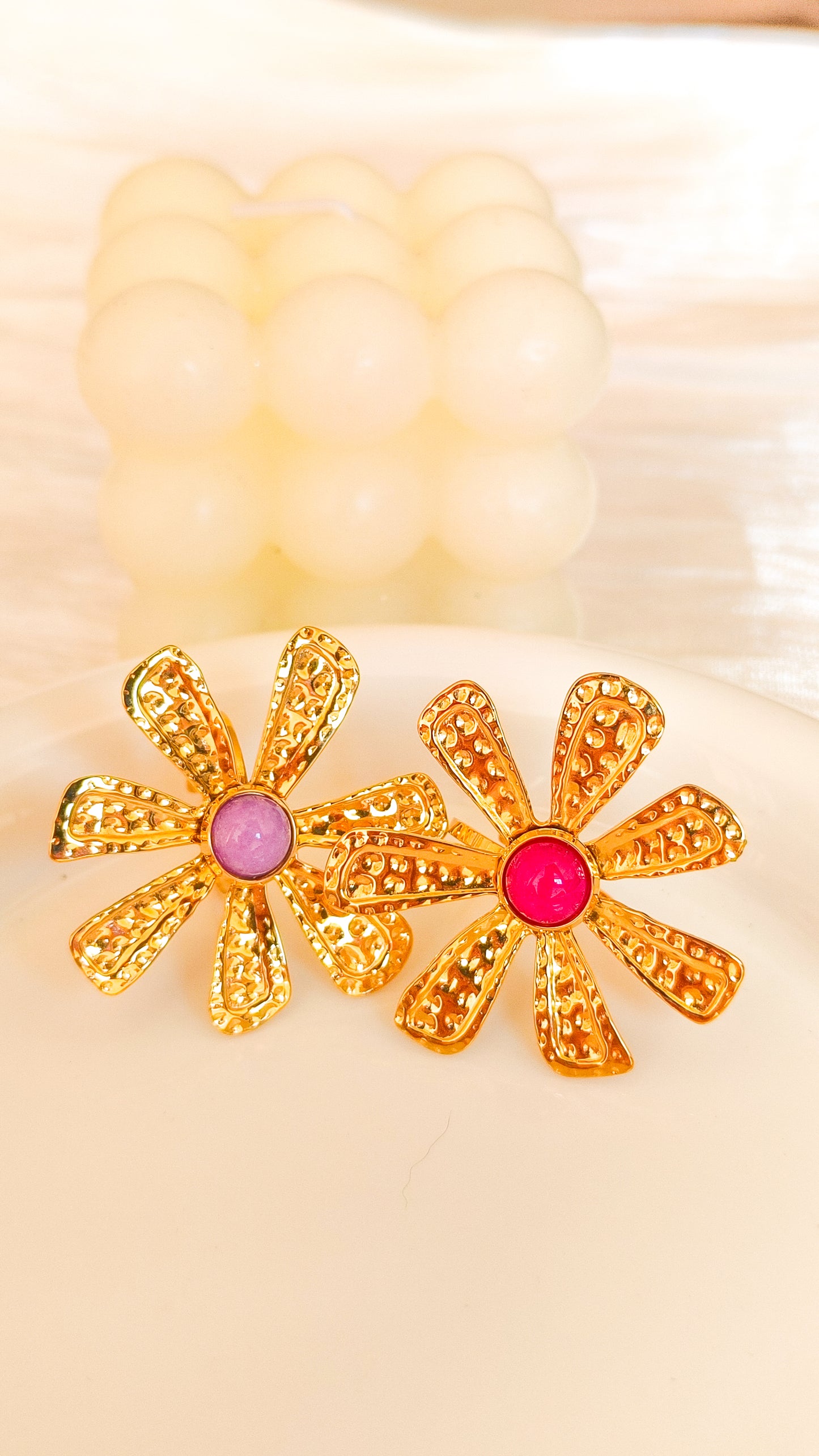 Anillo Frida Ajustable ( Flor Grande con piedra)