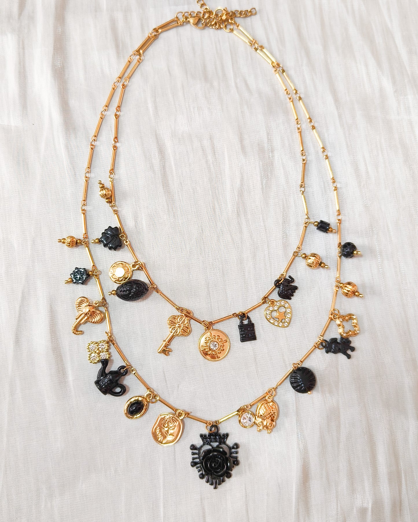 Pack Collar Rosa Negra ( doble cadena)