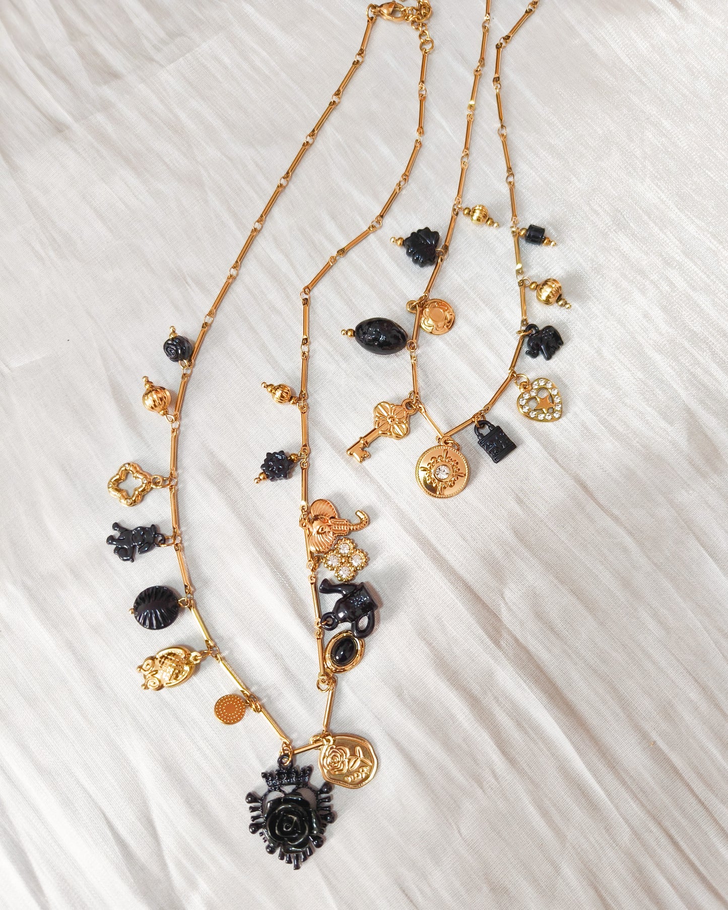 Pack Collar Rosa Negra ( doble cadena)