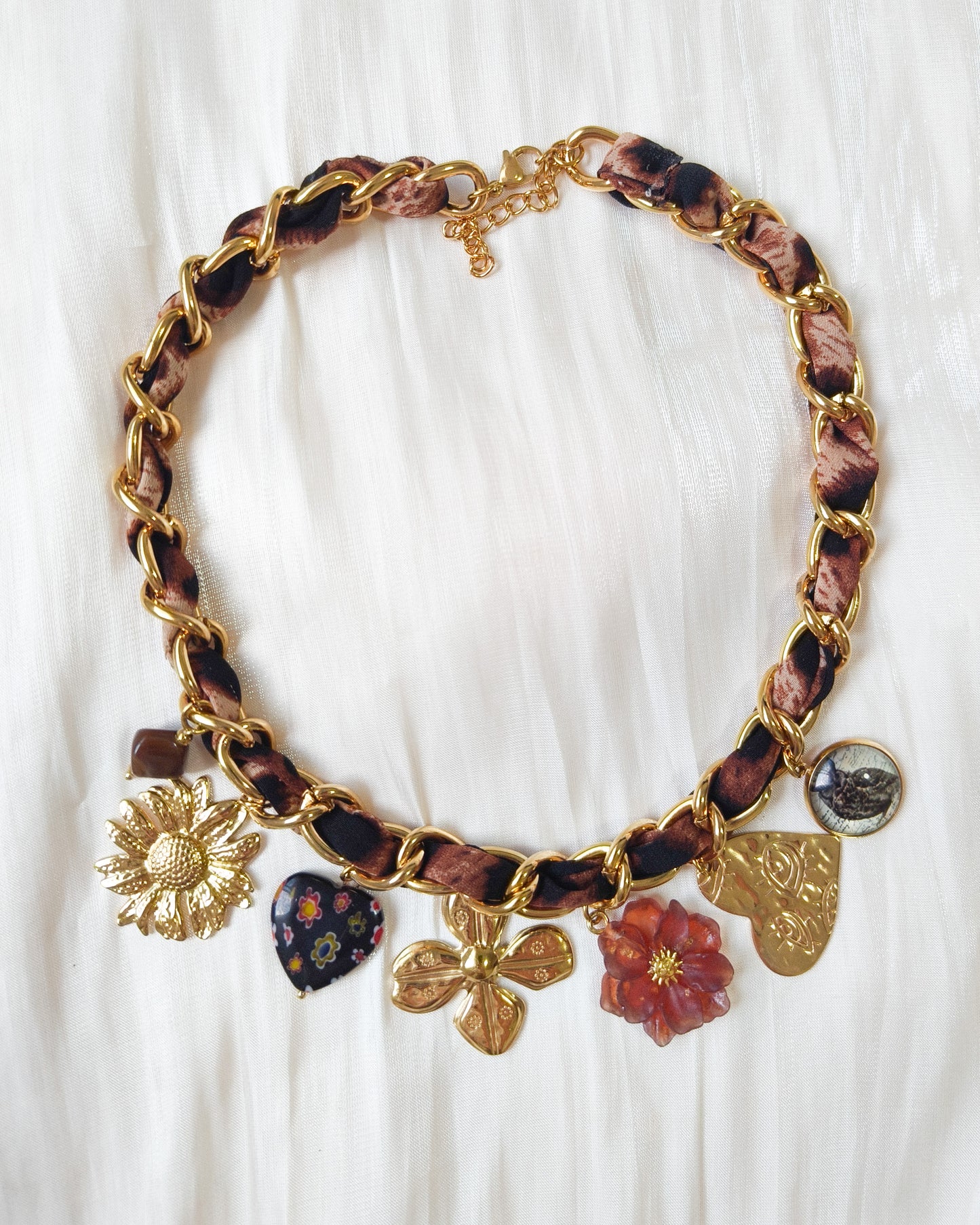 Collar cadena Boho Trenzado con flores