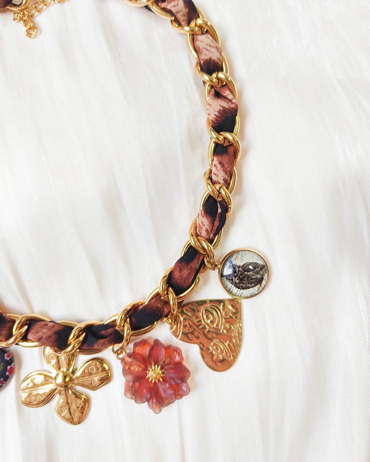 Collar cadena Boho Trenzado con flores