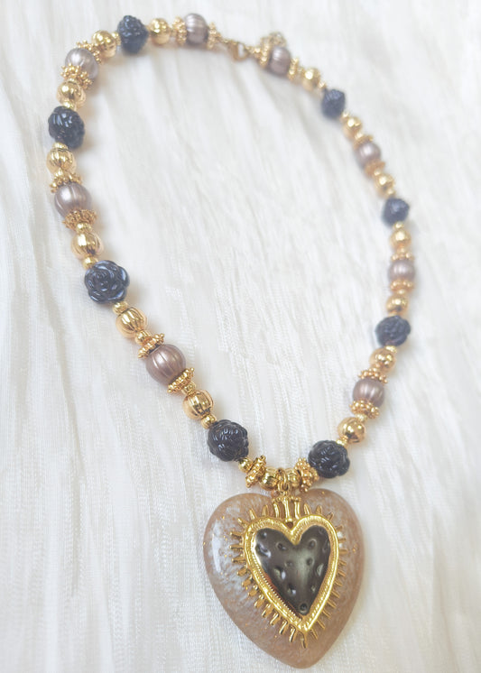 Collar Corazón Chocolate