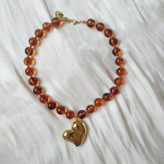 Collar Corazón Caramelo
