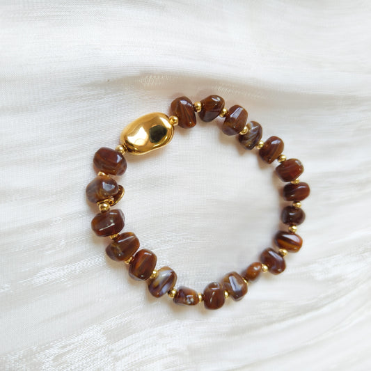 Pulsera Río (granito dorado) ajustable