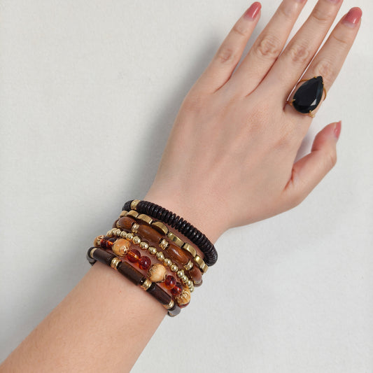 Pulsera Selva Dorada( elástico)