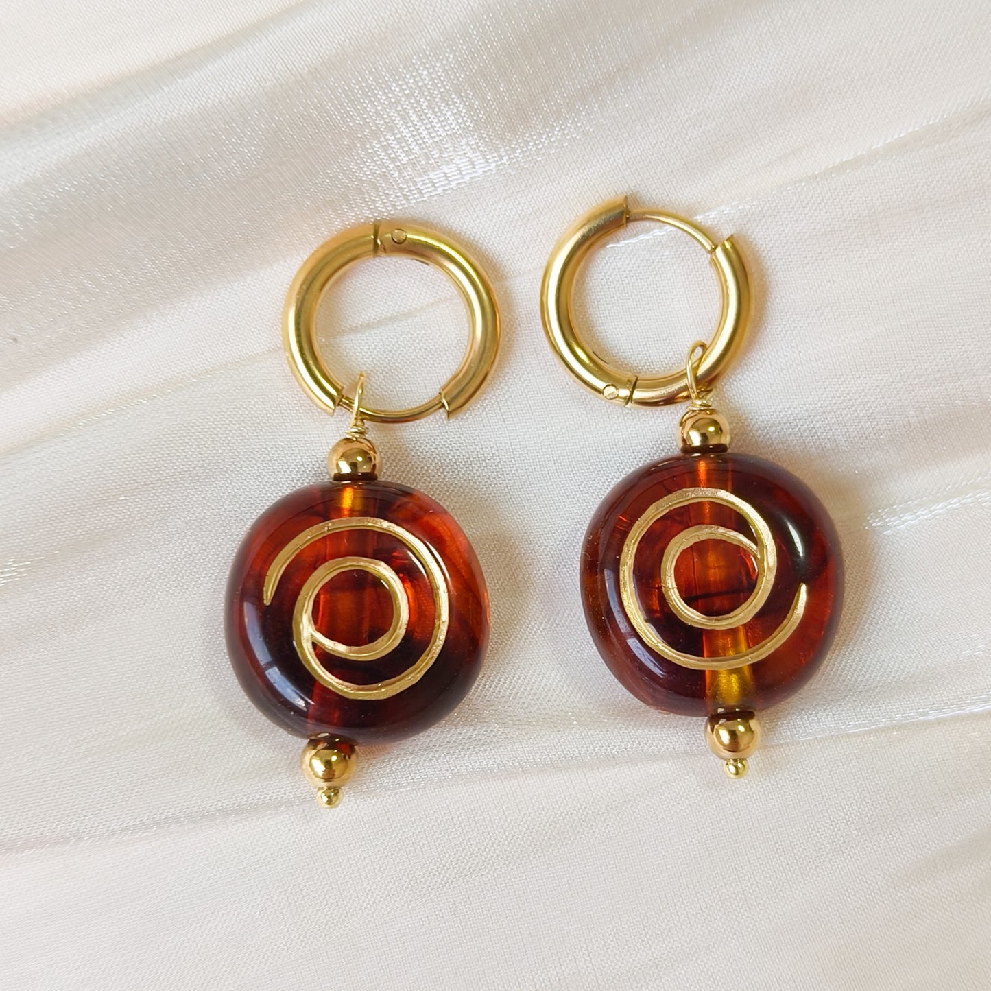 Pendientes Siena Caramelo Espiral Acero Inoxidable