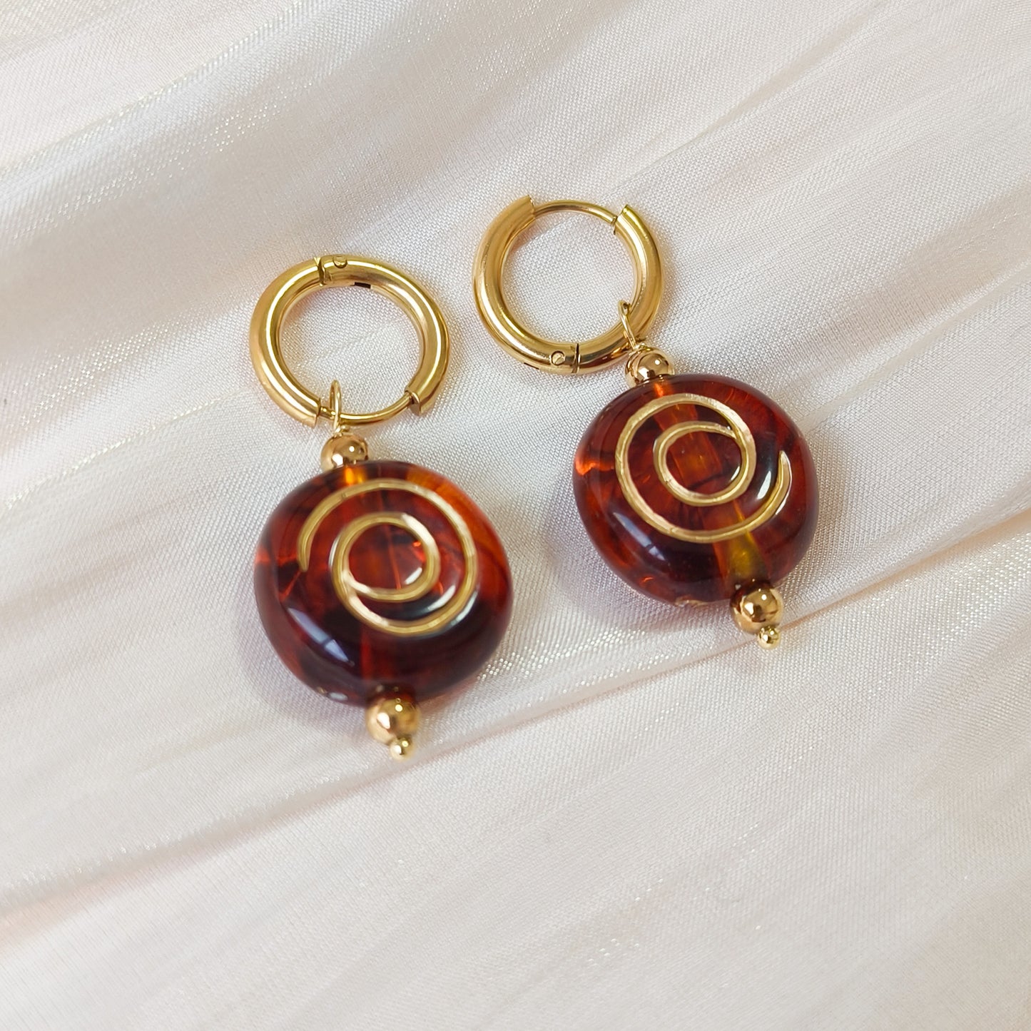 Pendientes Siena Caramelo Espiral Acero Inoxidable