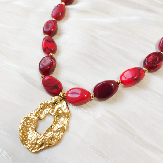 Collar Rojo Fuego Valentina (ovalado)