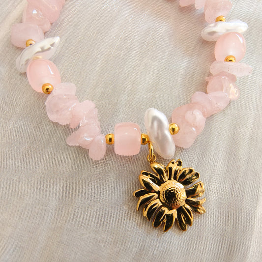 Pulsera Margarita Bianca Flor Dorado