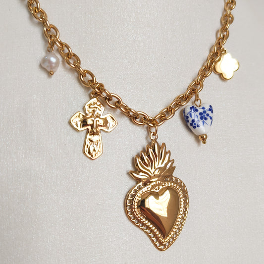 Collar Charm Corazón Azul Sevilla Milagro