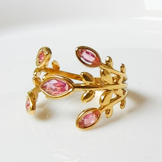 Anillo Clara Rosa Jardín Ajustable