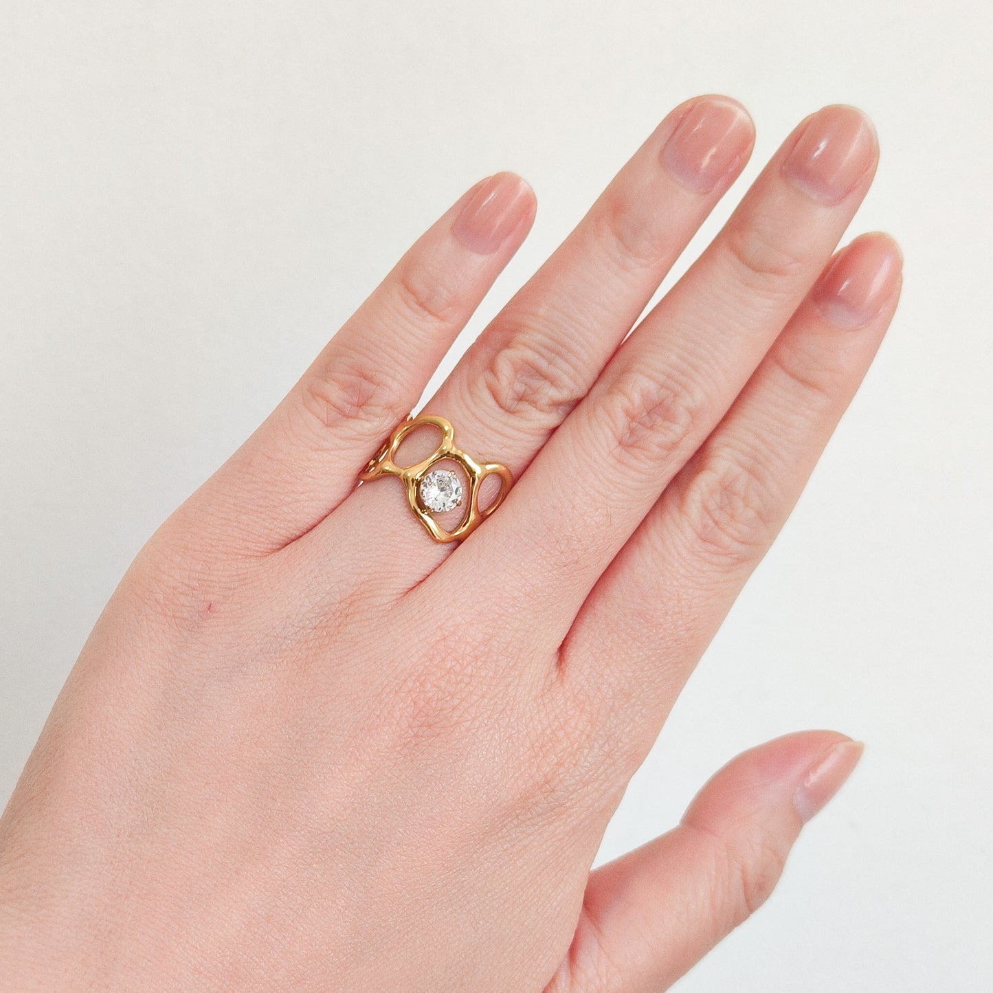 Anillo Panal Brillo Acero y Ajustable