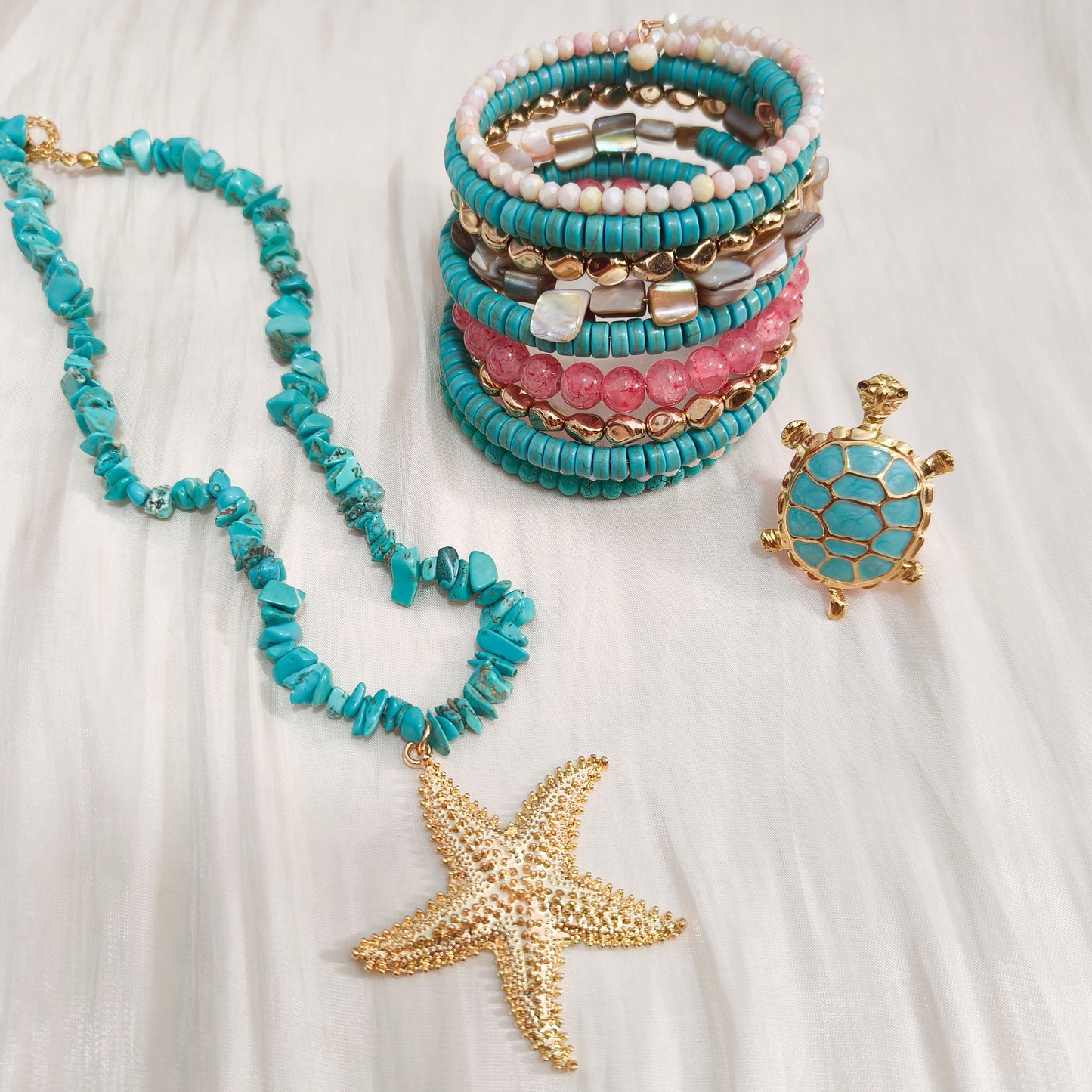 Collar Estrella Nora Capri Turquesa