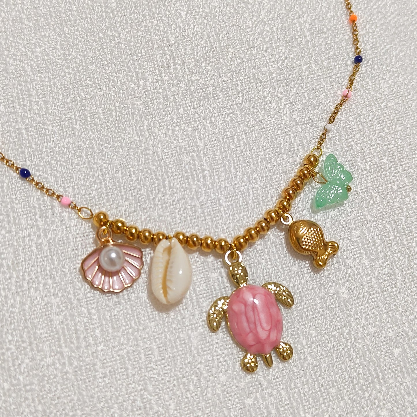 Collar Brisa Marina charms ( tortuga, 2 colores)