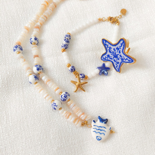 Collar Pez Santorini ( Porcelana y nácar)