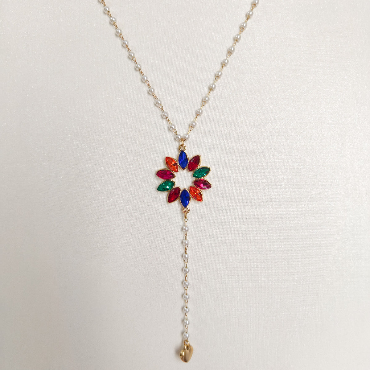 Collar Acero Margarita de París con bolita blanca ( 3 colores)