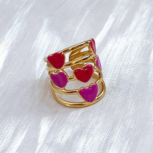 Anillo Sweet Crush Ajustable (Corazones rosa)