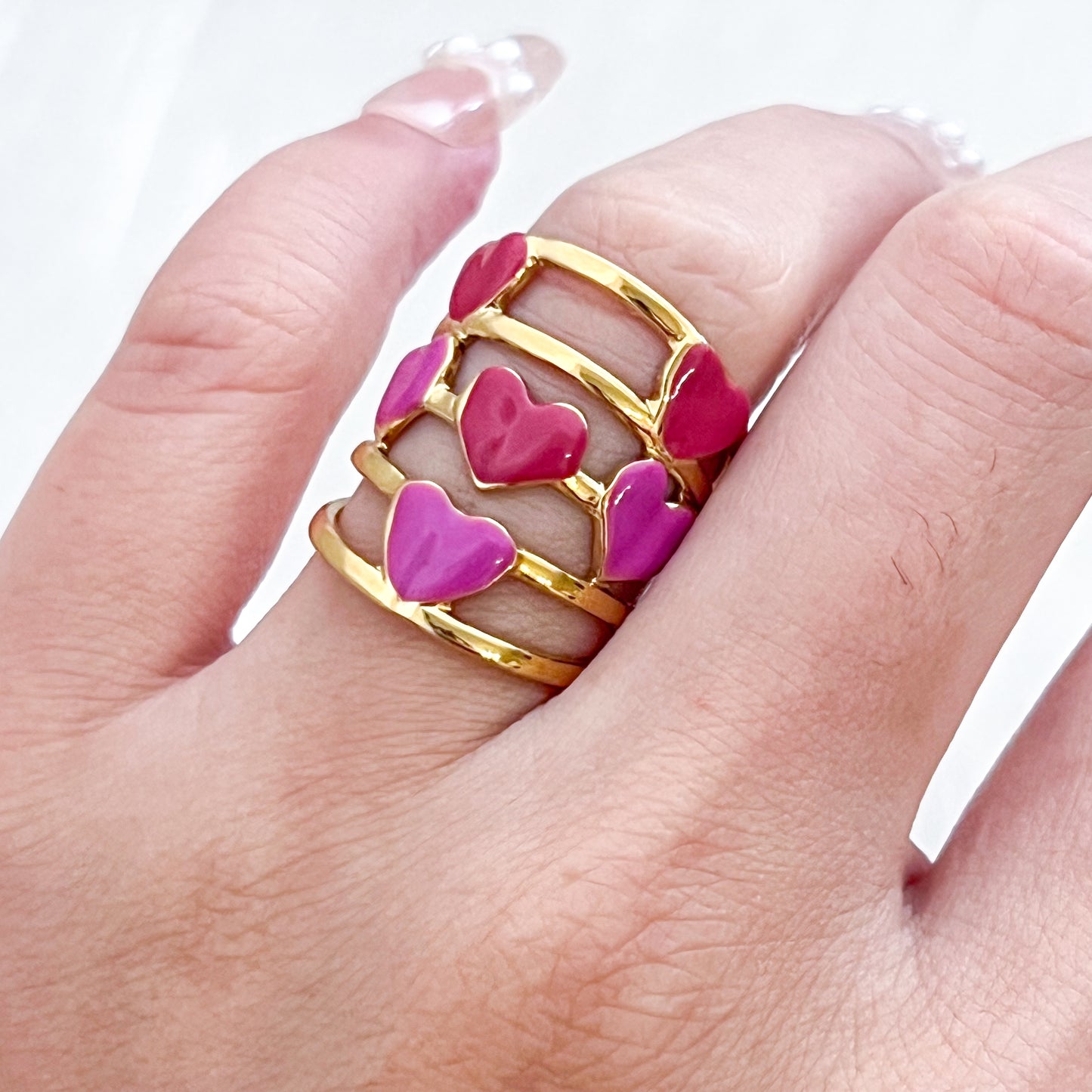 Anillo Sweet Crush Ajustable (Corazones rosa)