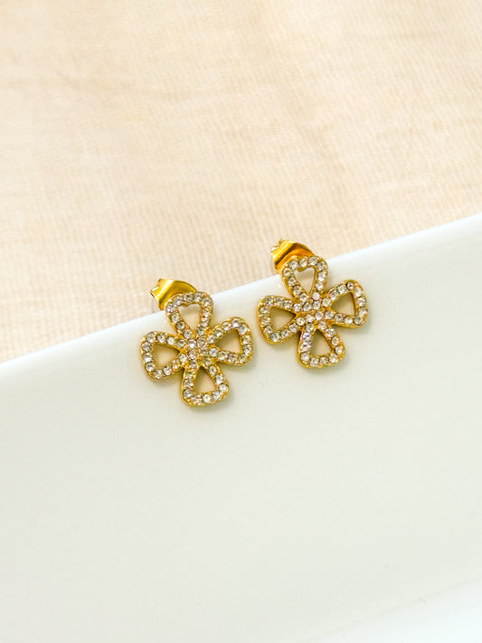 Pendiente trébol lleno de brillo