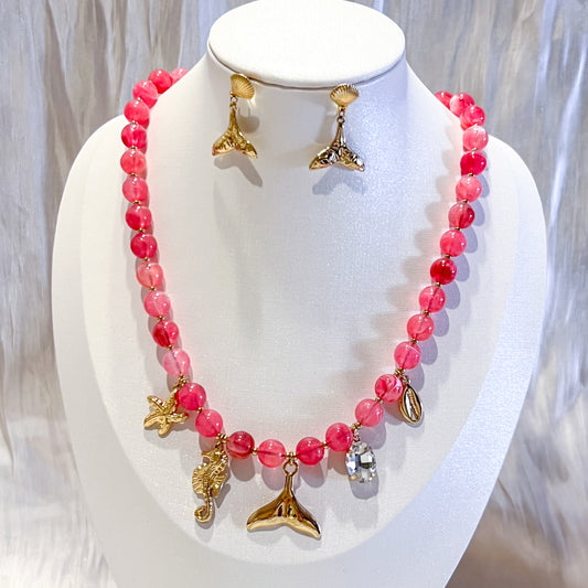 Look Caribe (charms cola de sirena 2 colores collar&pendiente)