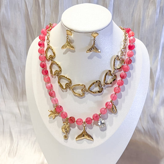 Collar Milano Oro(cadena oval & corazones)