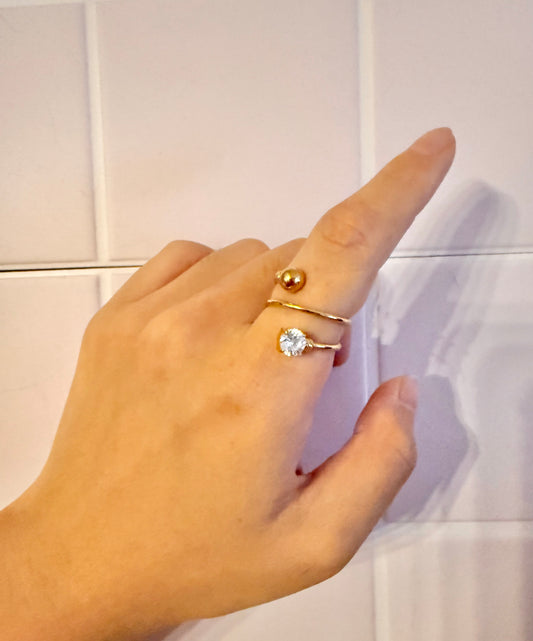 Anillo brillo y bolita dorado (talla 17-18)