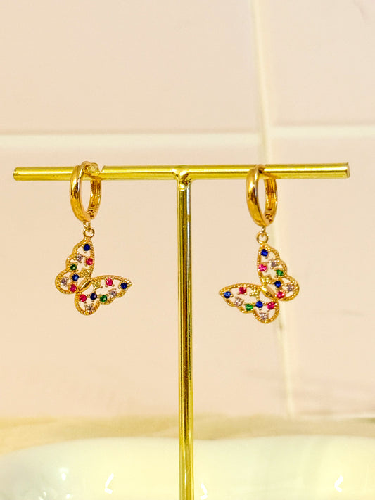 Pendientes Mariposa Arcoíris ( Brillo)
