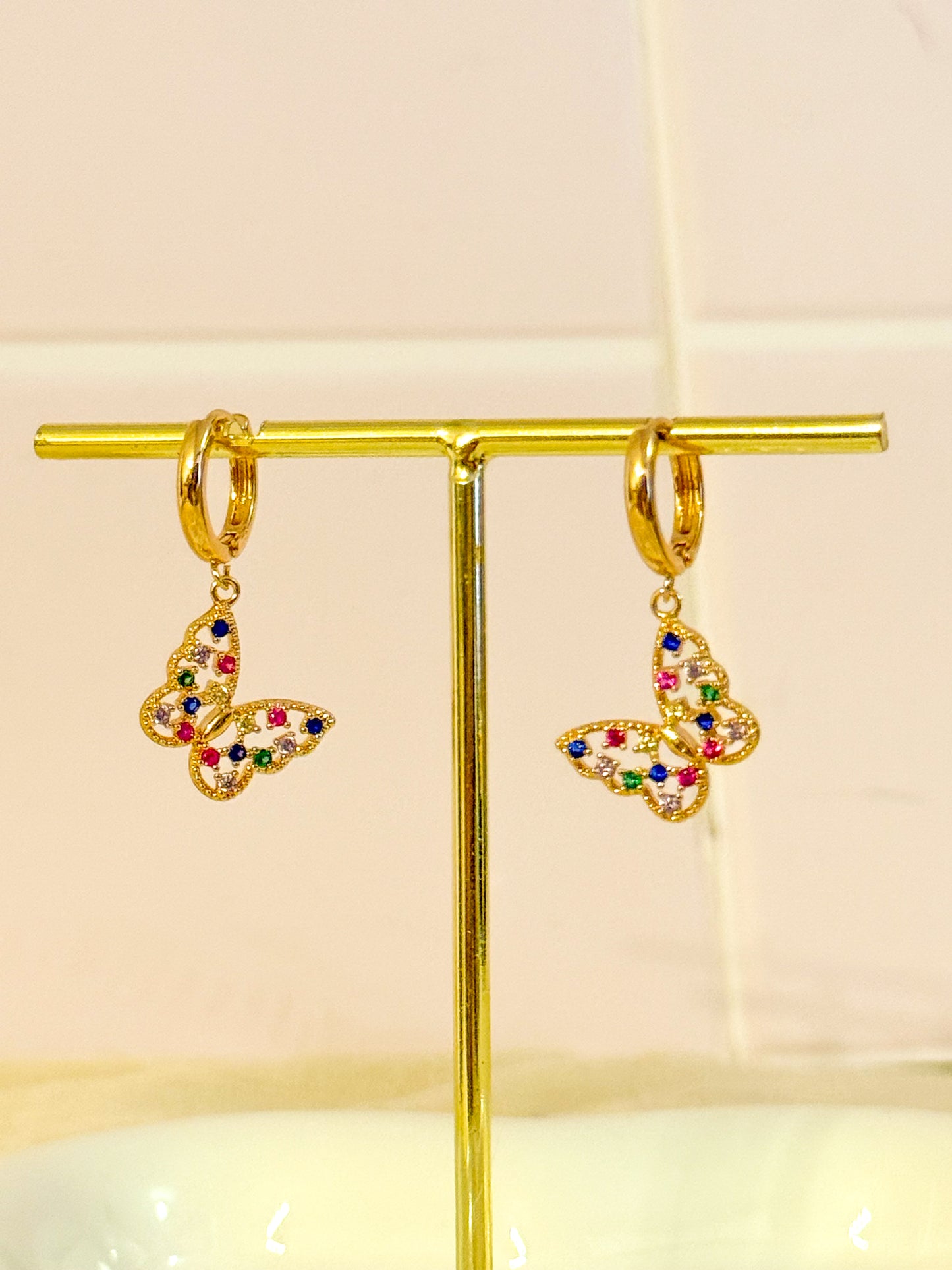 Pendientes Mariposa Arcoíris ( Brillo)