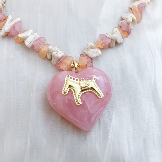 Collar Caballo Rosa(corazón XL)