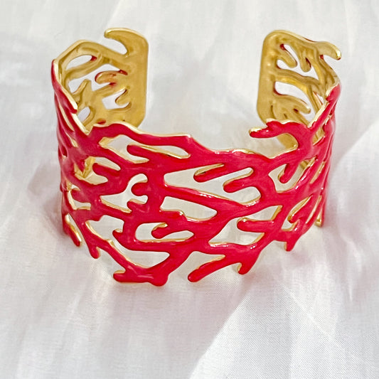 Look coral rojo (Brazalete &pendiente)