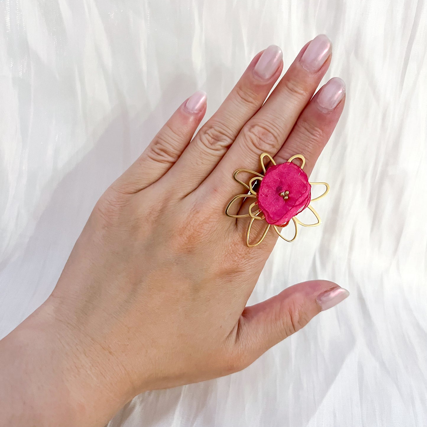 Anillo Flor Valencia(adjustable 3 colores)